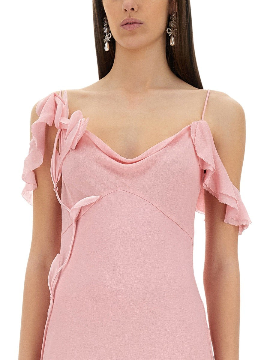 ABITO LUNGO CON APPLICAZIONI FLOREALI