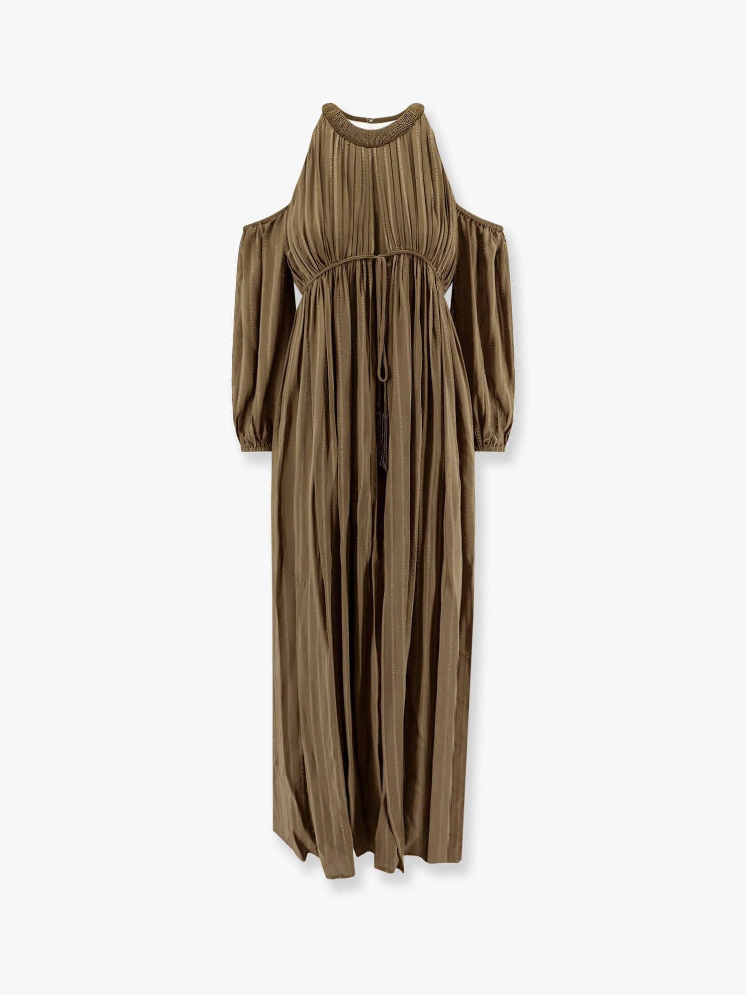 Allenatore georgette long dress with striped motif