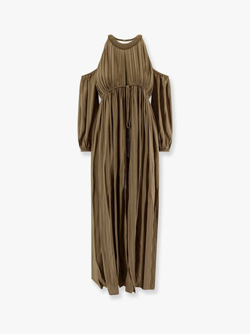 Allenatore georgette long dress with striped motif