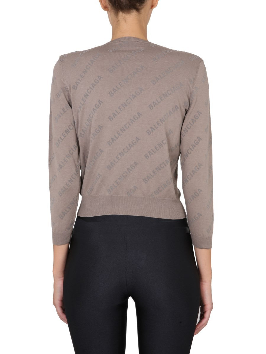 ALLOVER LOGO CROPPED CARDIGAN