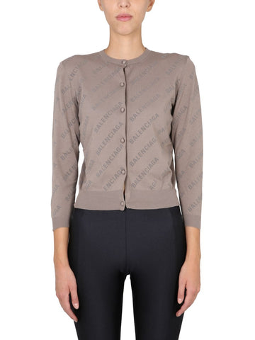 ALLOVER LOGO CROPPED CARDIGAN