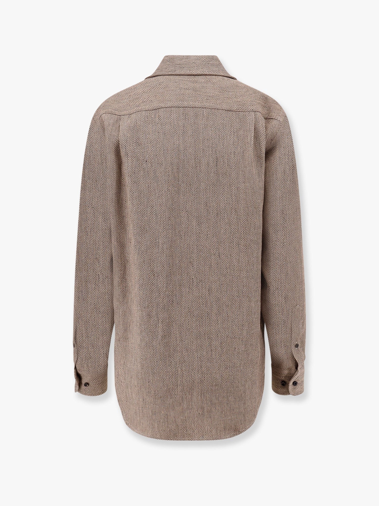 André linen shirt with herringbone motif