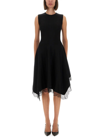 ASYMMETRICAL DRESS WITH LACE DETAILING