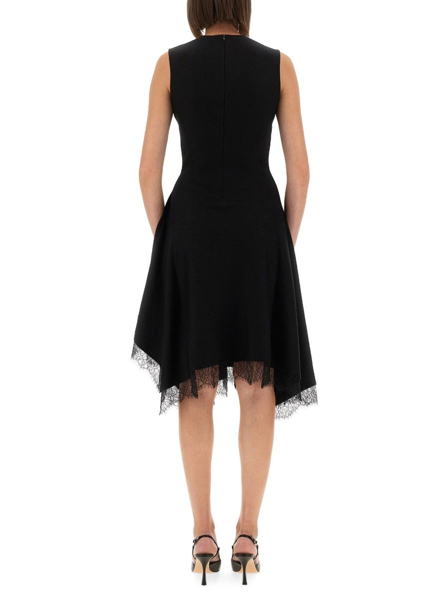 ASYMMETRICAL DRESS WITH LACE DETAILING