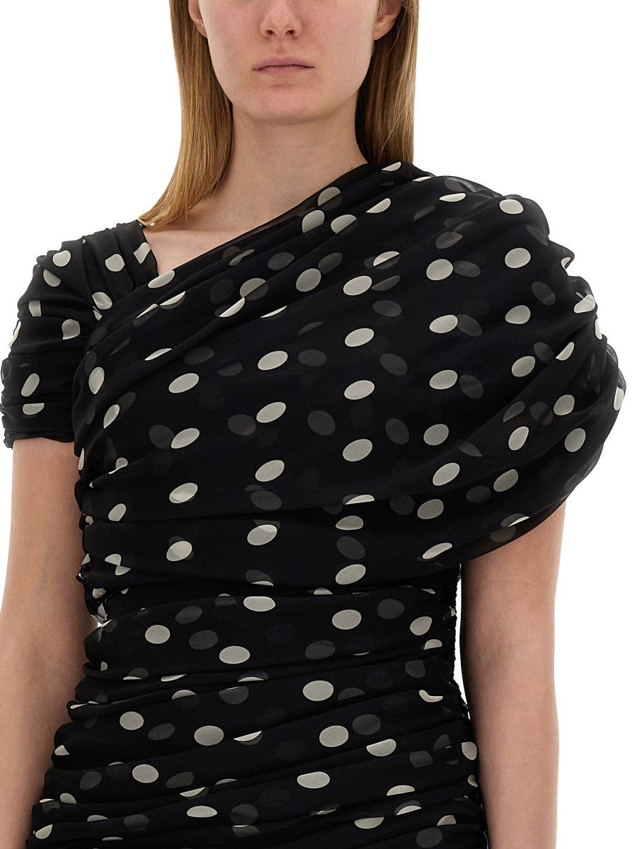 ASYMMETRICAL GATHERED DRESS