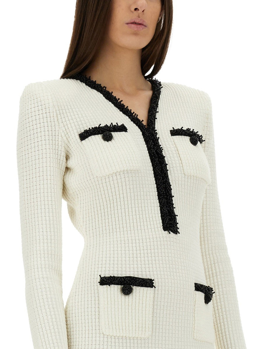 BEADED KNIT MINI DRESS