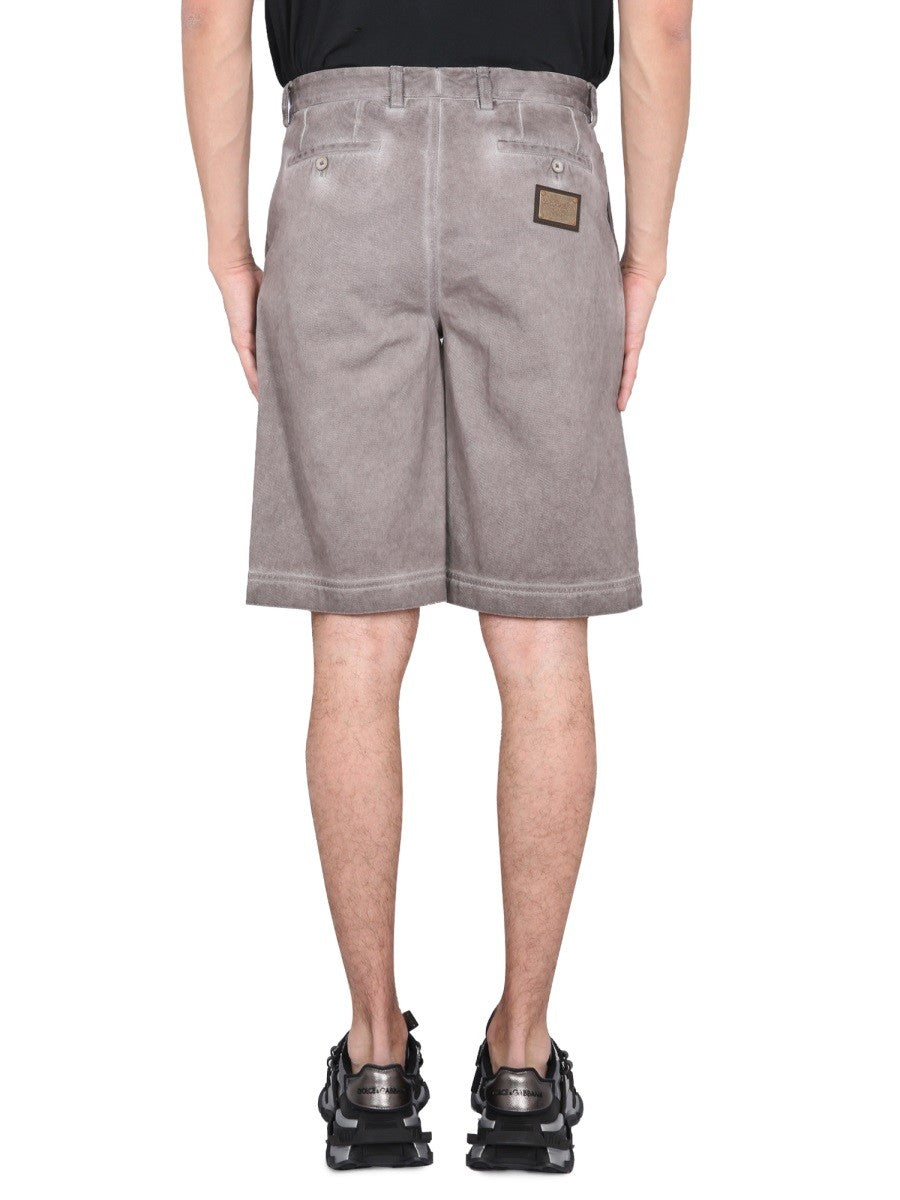 BERMUDA SHORTS WITH LOGO PLAQUE