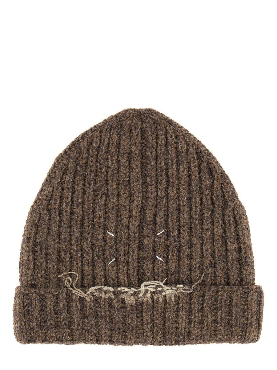 WOOL AND COTTON BLEND BEANIE