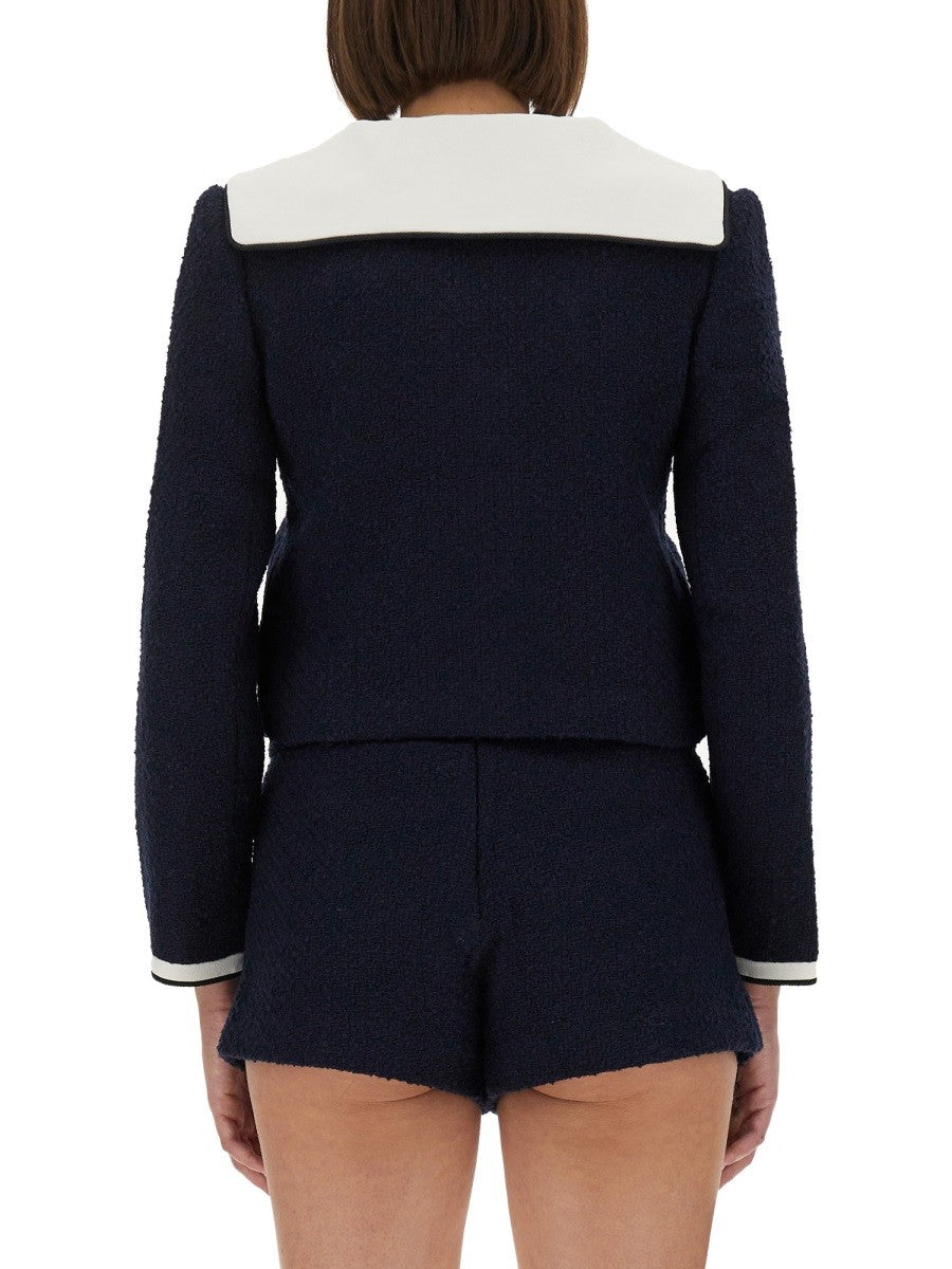 BOUCLE JACKET WITH CONTRASTING NECKLINE