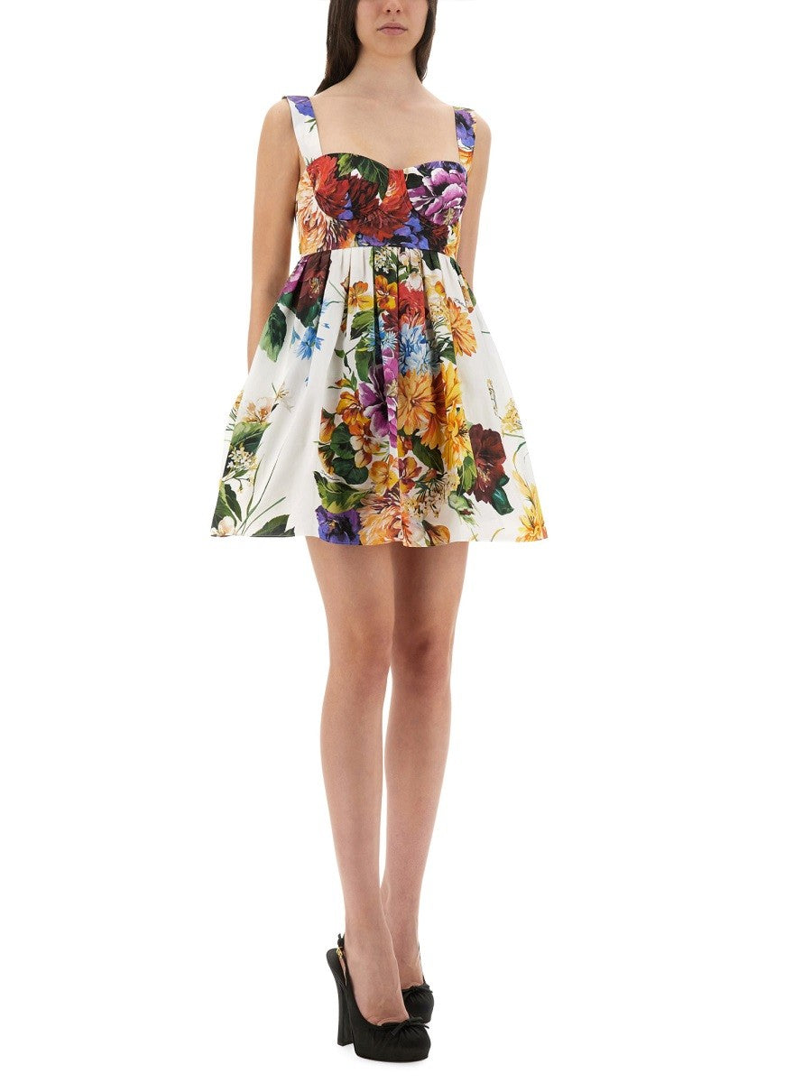 BOUQUET PRINT POPLIN DRESS