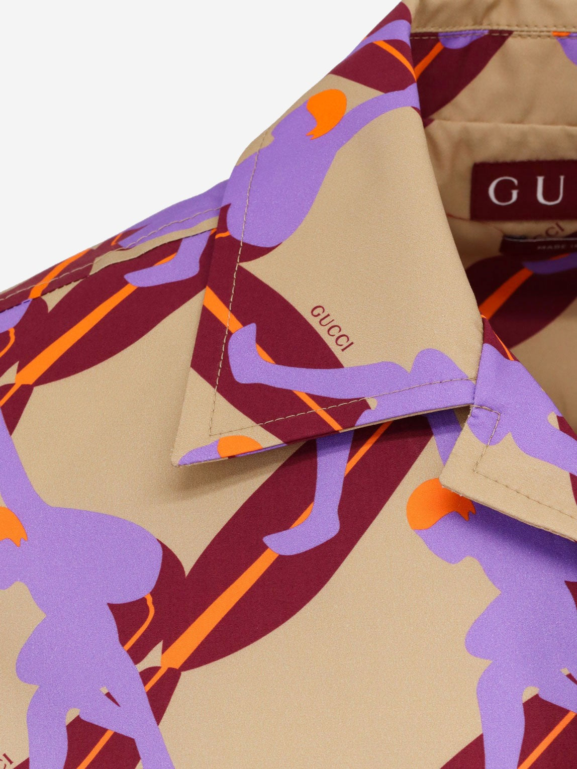 Bowling cotton popeline shirt with all-over surfer print