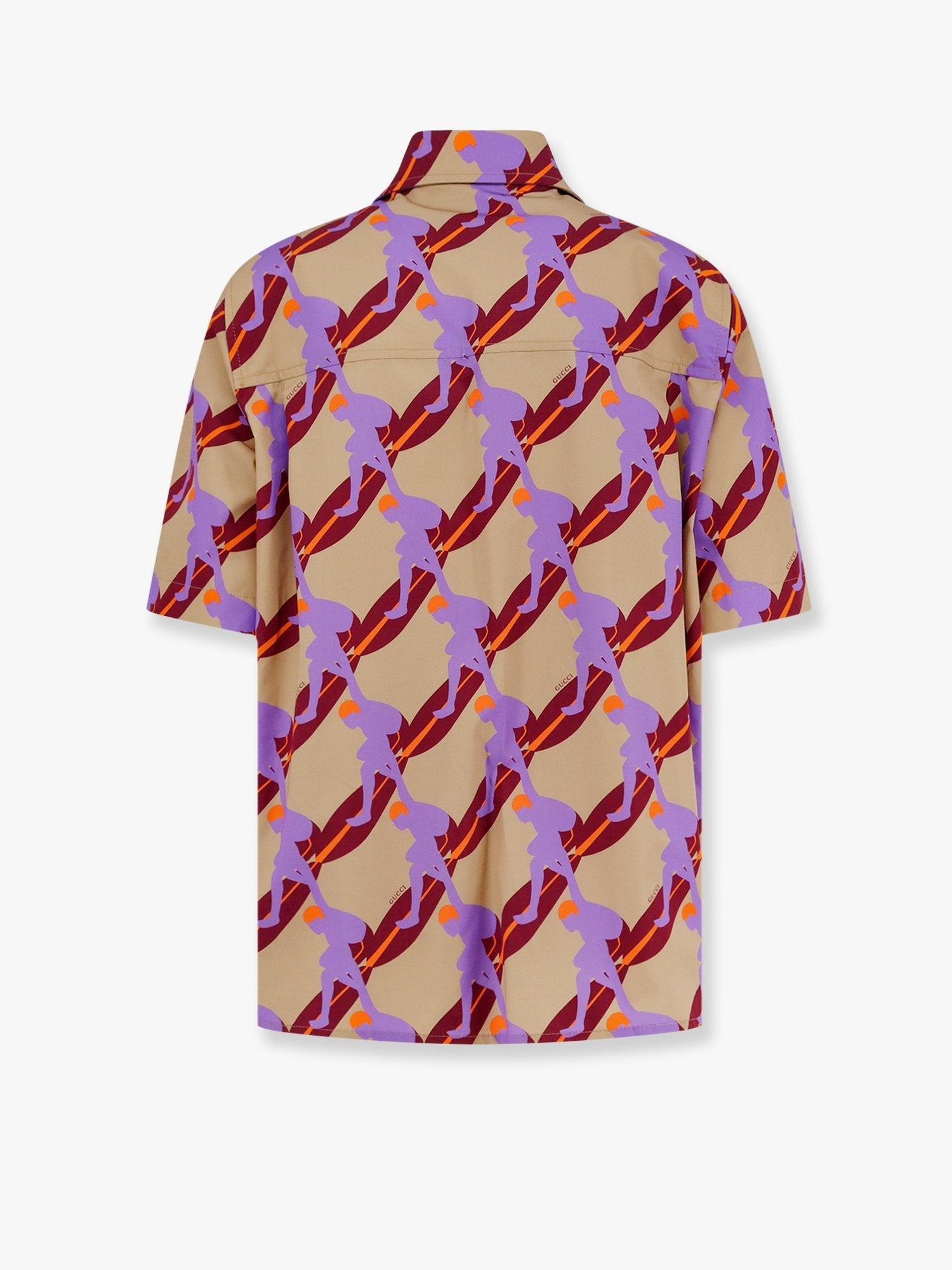 Bowling cotton popeline shirt with all-over surfer print