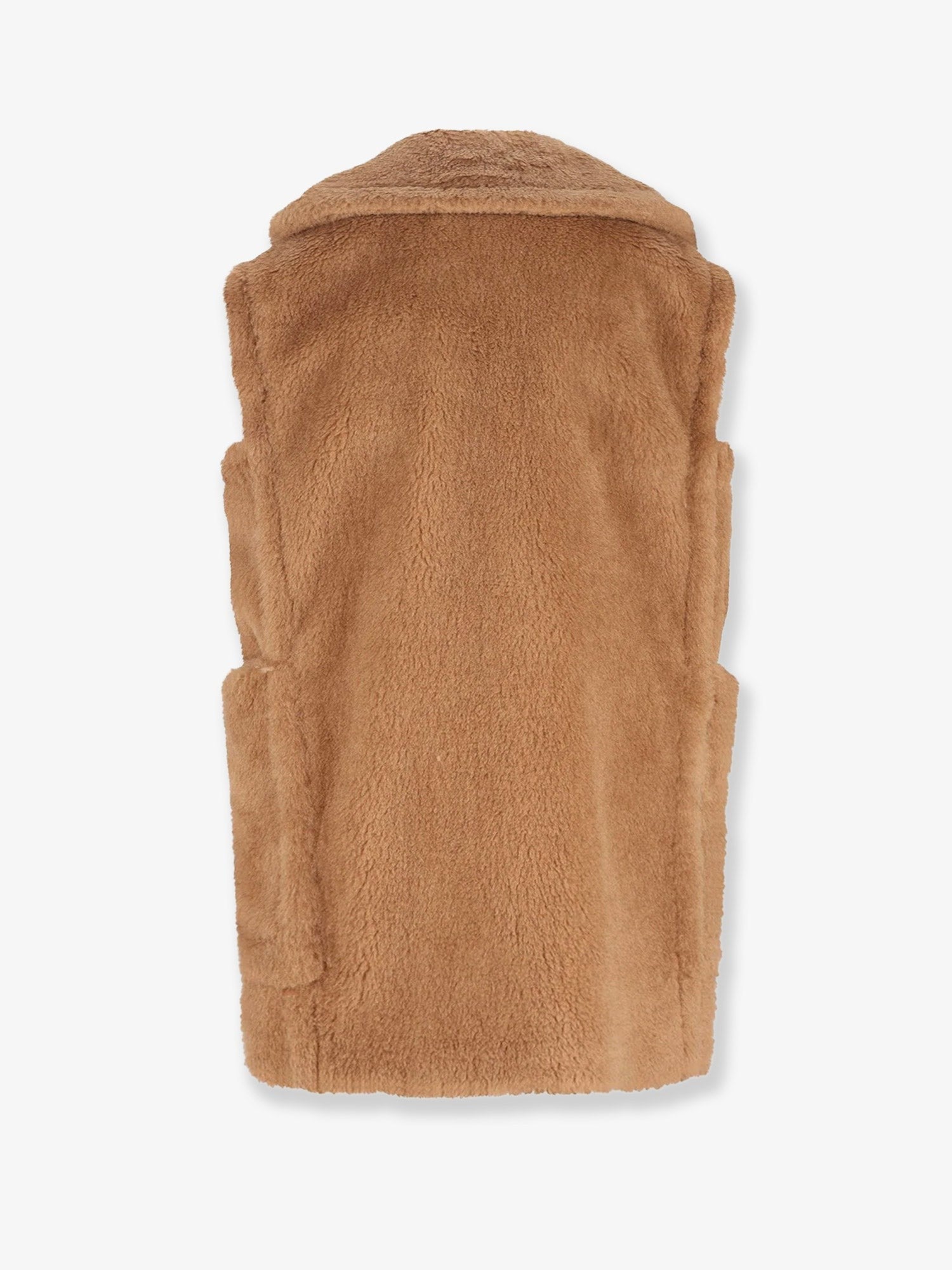 Breda camel and silk sleeveless coat