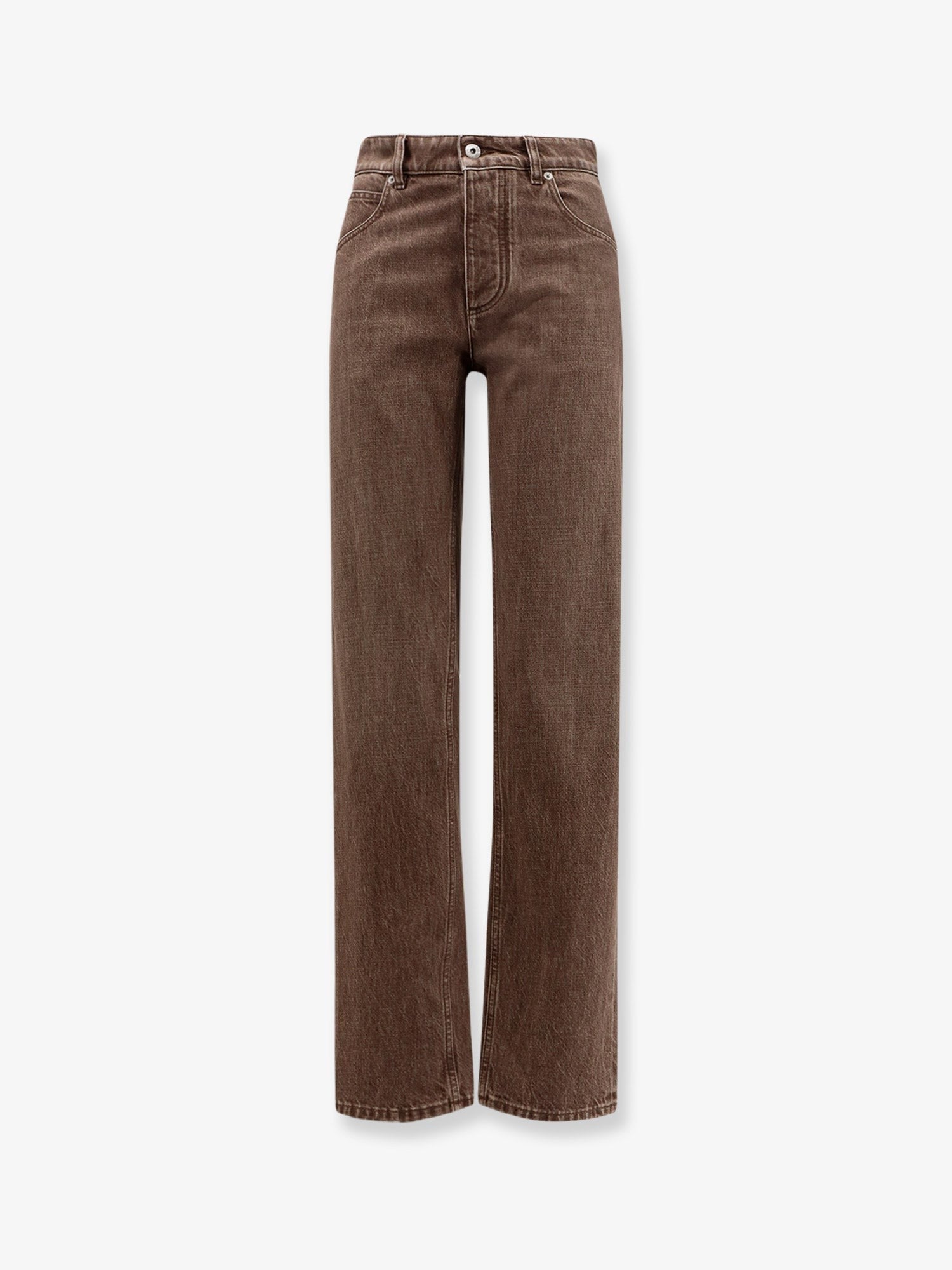 Brown washed boyfriend denim trousers