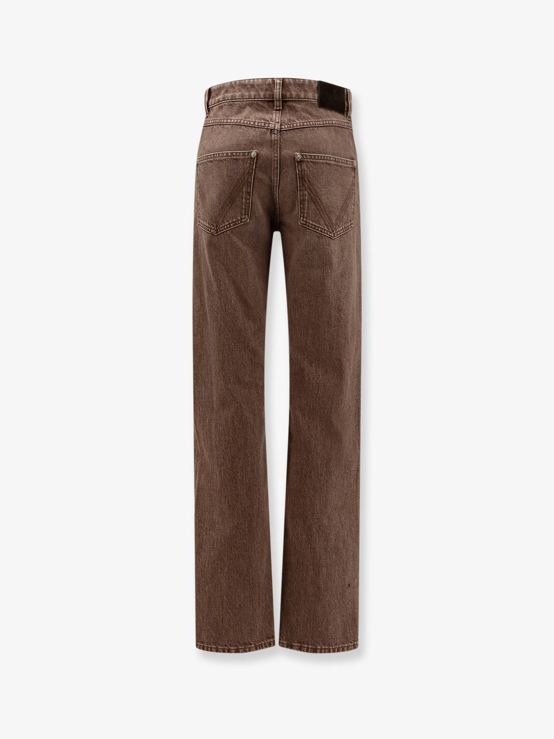 Brown washed boyfriend denim trousers
