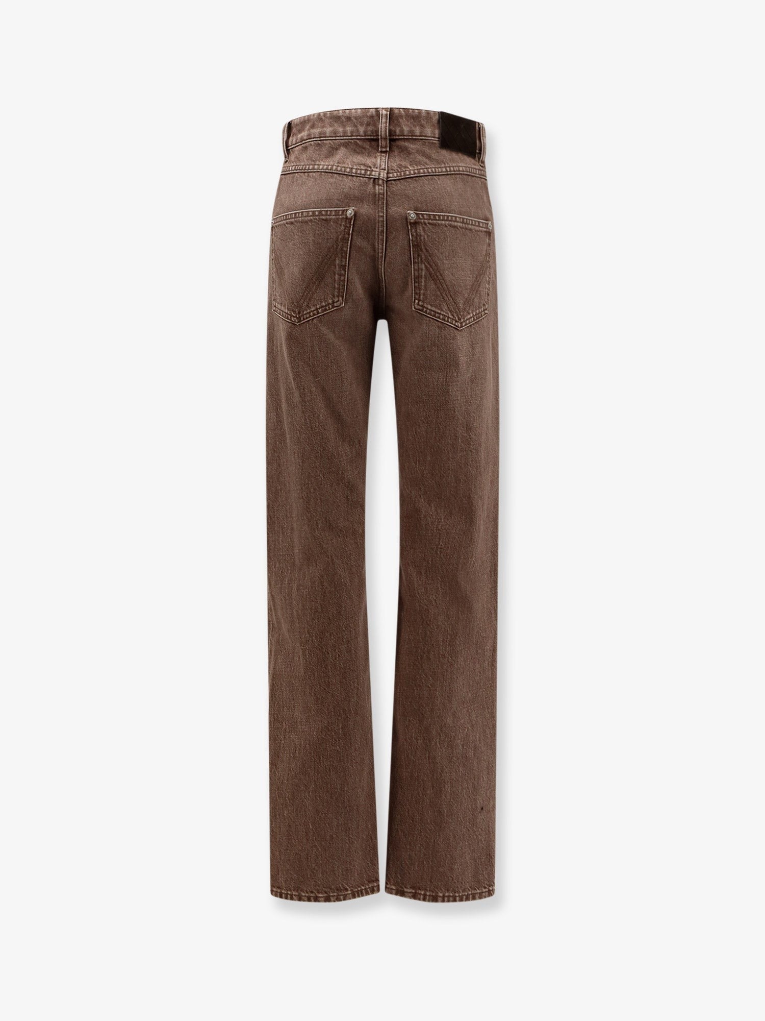 Brown washed boyfriend denim trousers