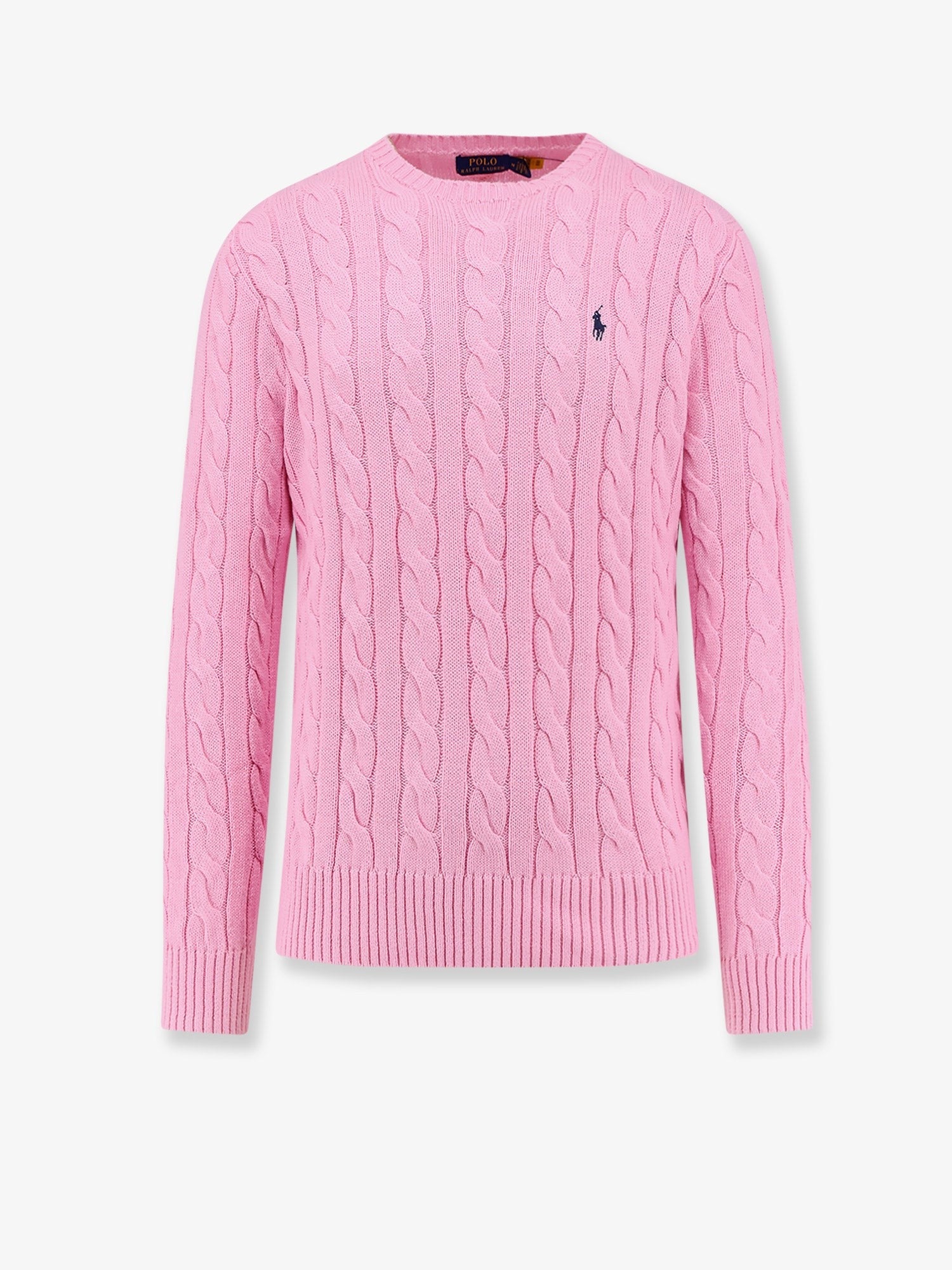 Cable knit cotton sweater with iconic logo