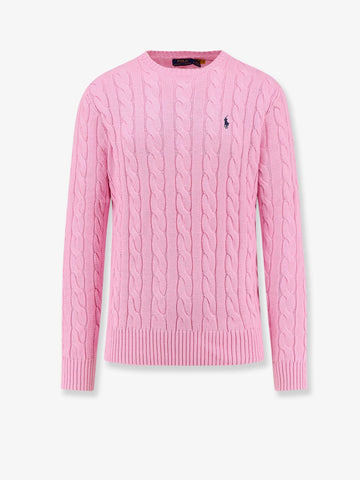 Cable knit cotton sweater with iconic logo