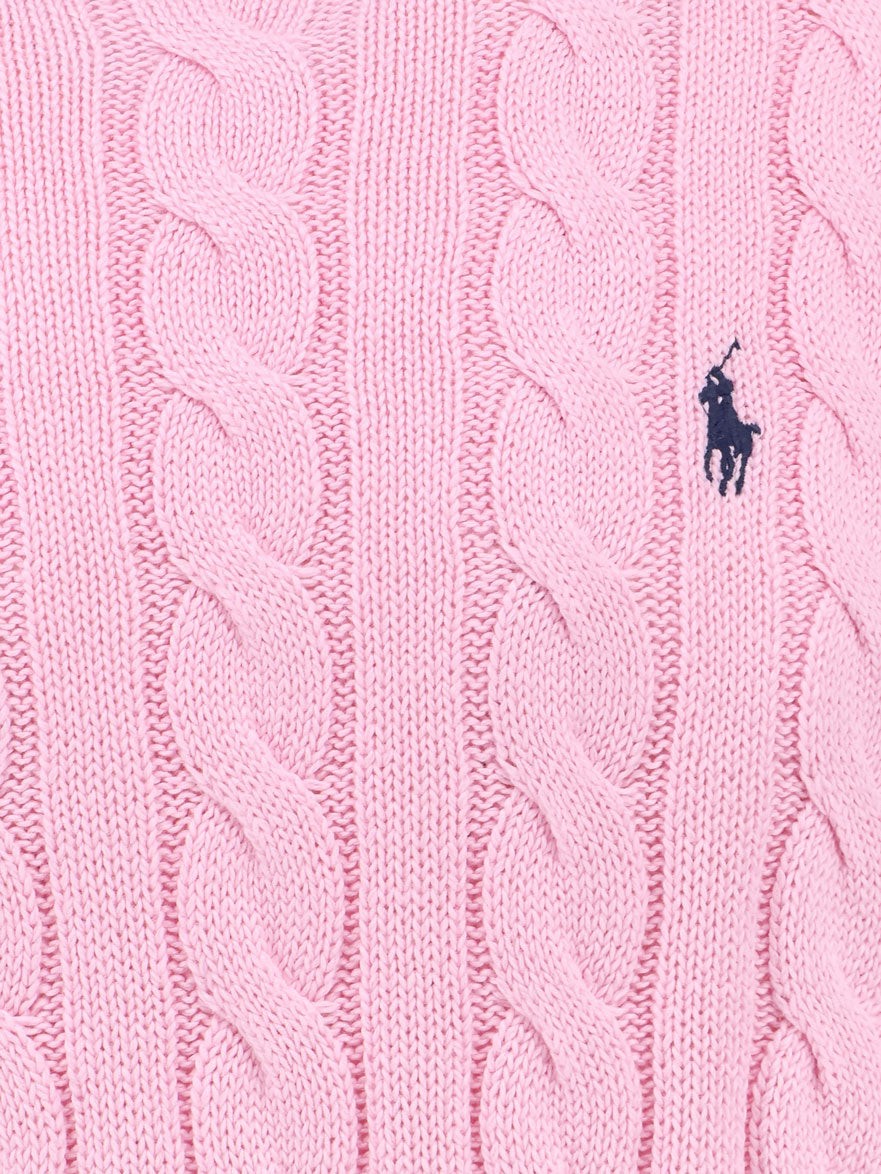 Cable knit cotton sweater with iconic logo