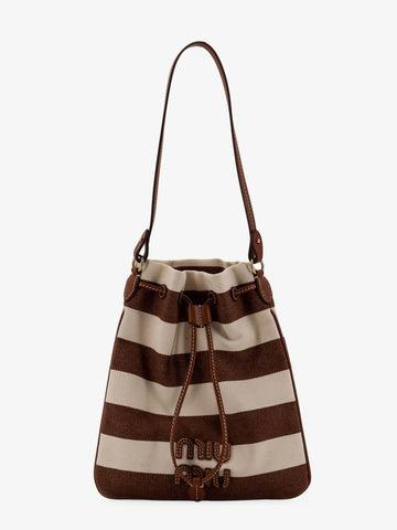 Canvas striped bucket bag