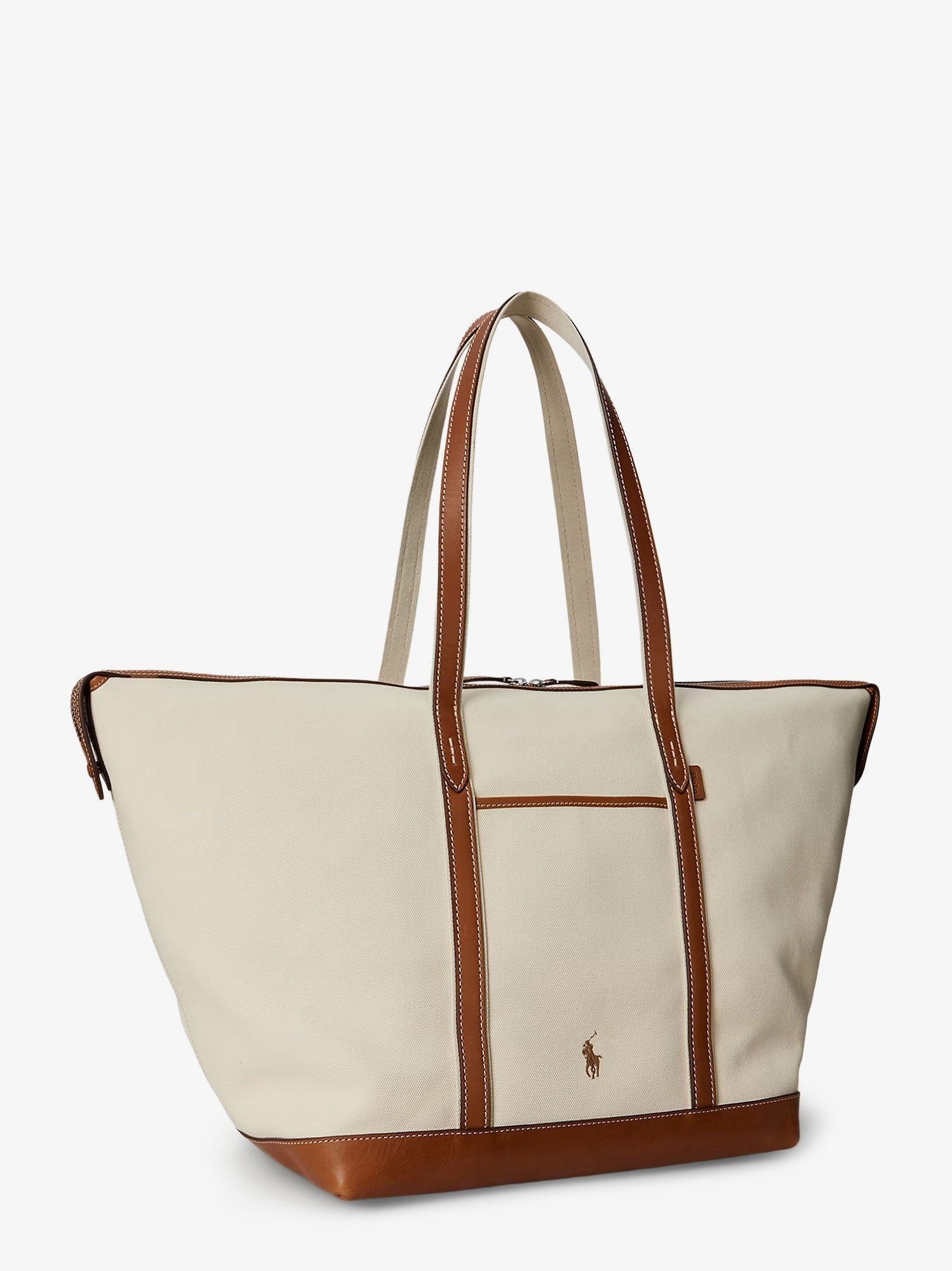 Canvas travel bag with leather profiles