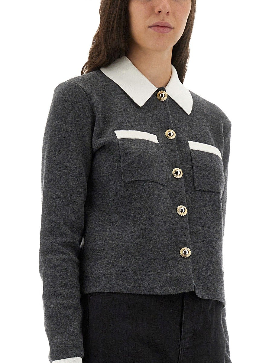 CARDIGAN WITH CONTRASTING COLLAR