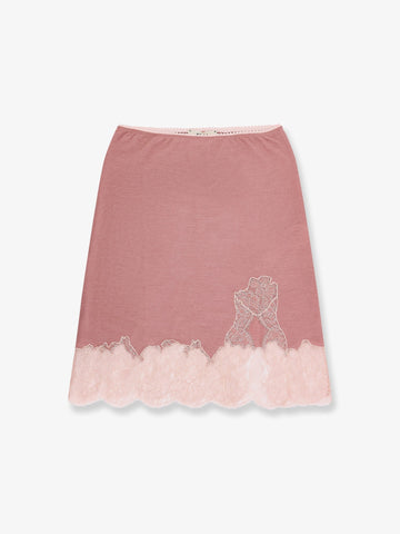 Cashmere and silk skirt with lace profiles