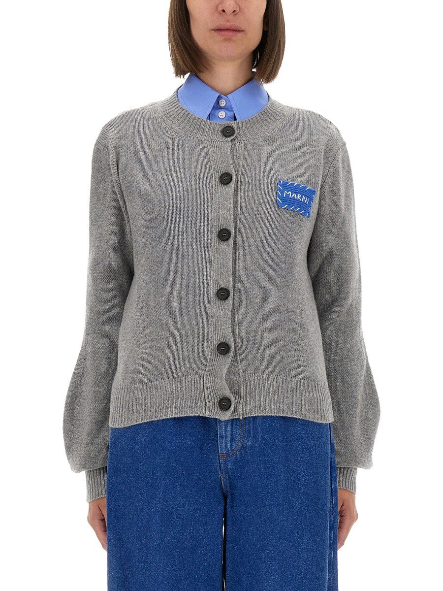 CASHMERE CARDIGAN WITH LOGO