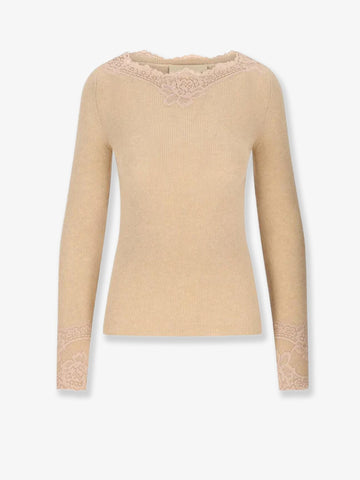 Cashmere sweater with lace inserts