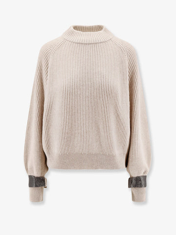Cashmere sweater with removable cuffs