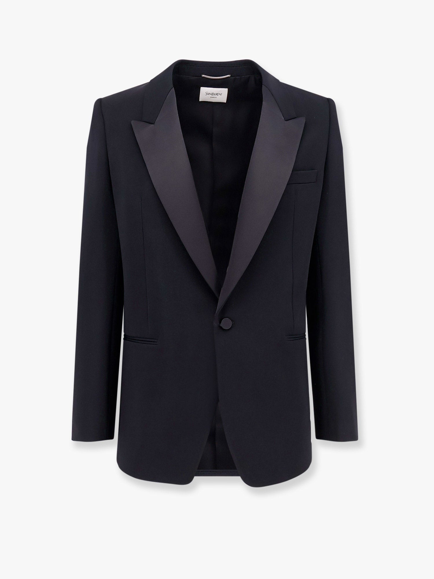 Certified wool blazer with satin lapel