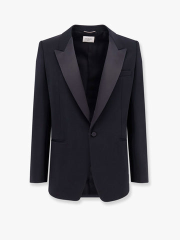 Certified wool blazer with satin lapel