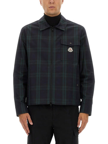 CHECKED COTTON GABARINE SHIRT JACKET