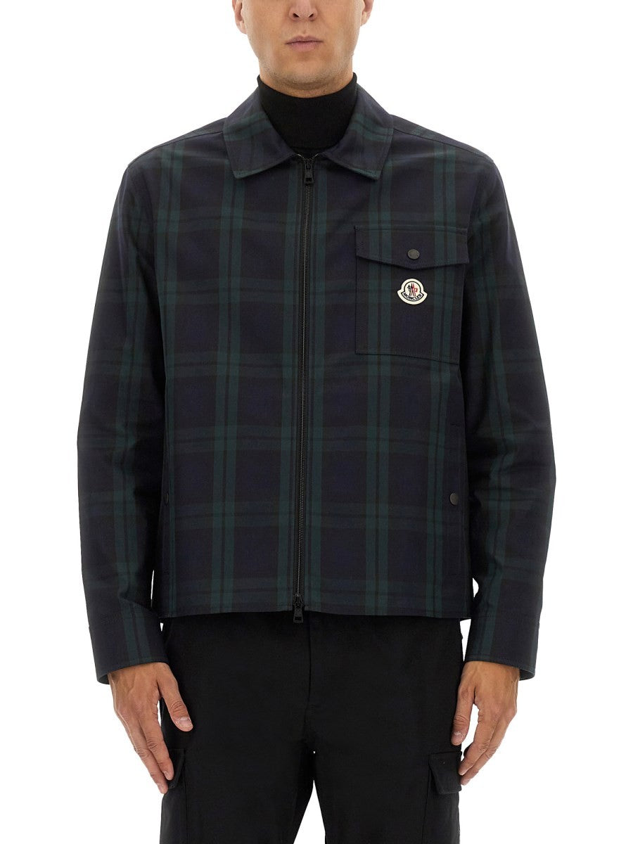 CHECKED COTTON GABARINE SHIRT JACKET