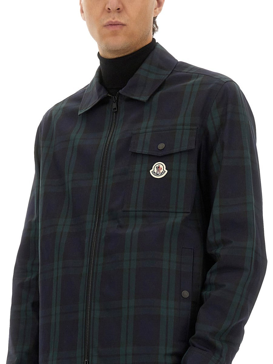 CHECKED COTTON GABARINE SHIRT JACKET