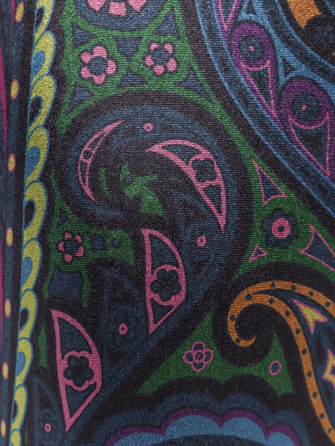 Chenille trousers with multicolor print