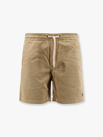 Corduroy bermuda shorts with logo embroidery