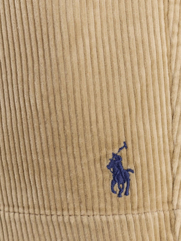 Corduroy bermuda shorts with logo embroidery