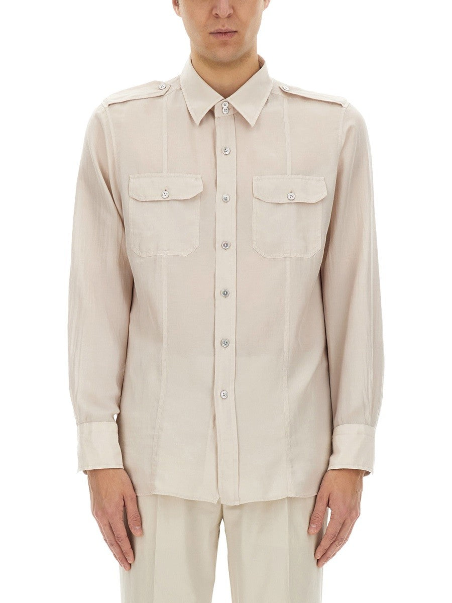 COTTON AND SILK MILITARY SHIRT