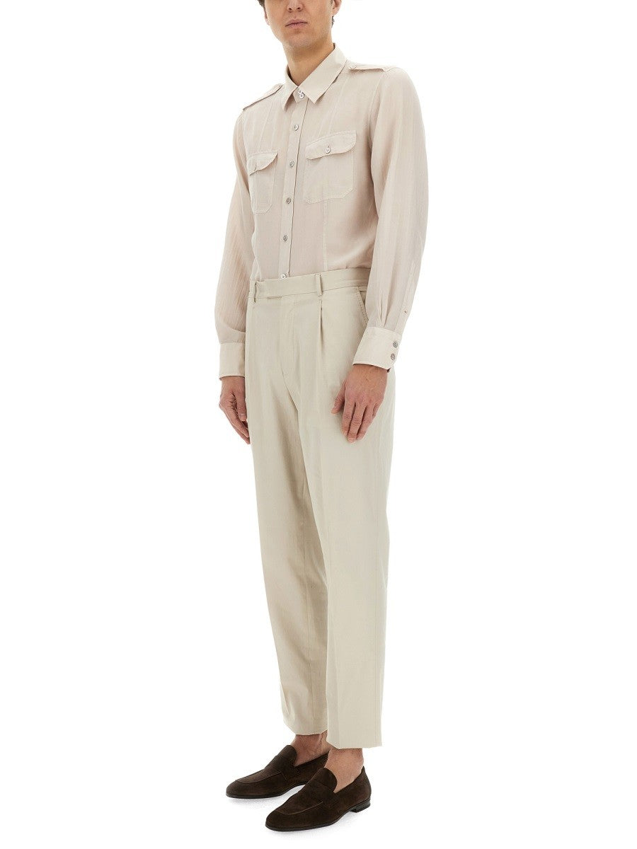 COTTON AND SILK MILITARY SHIRT