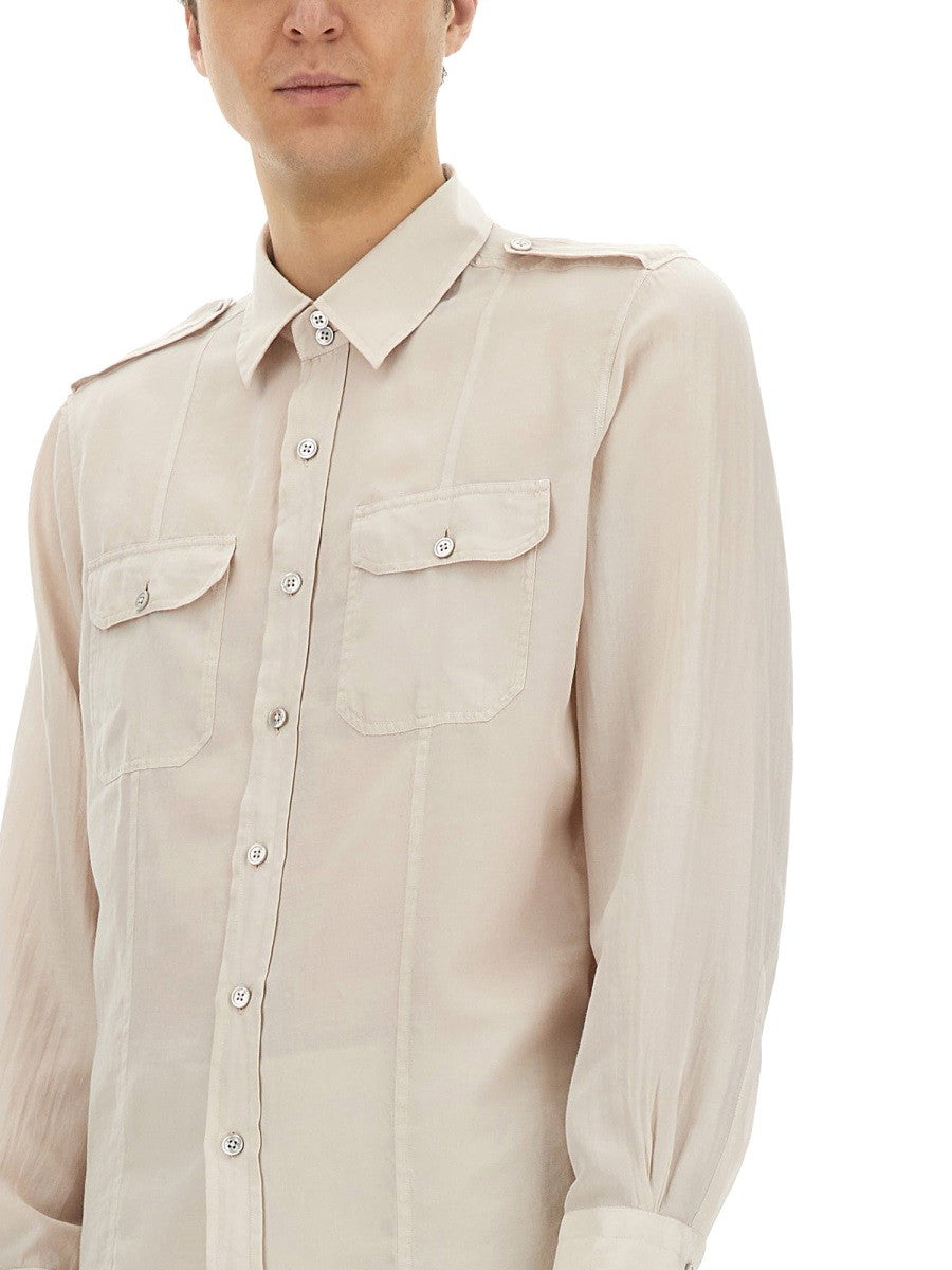 COTTON AND SILK MILITARY SHIRT