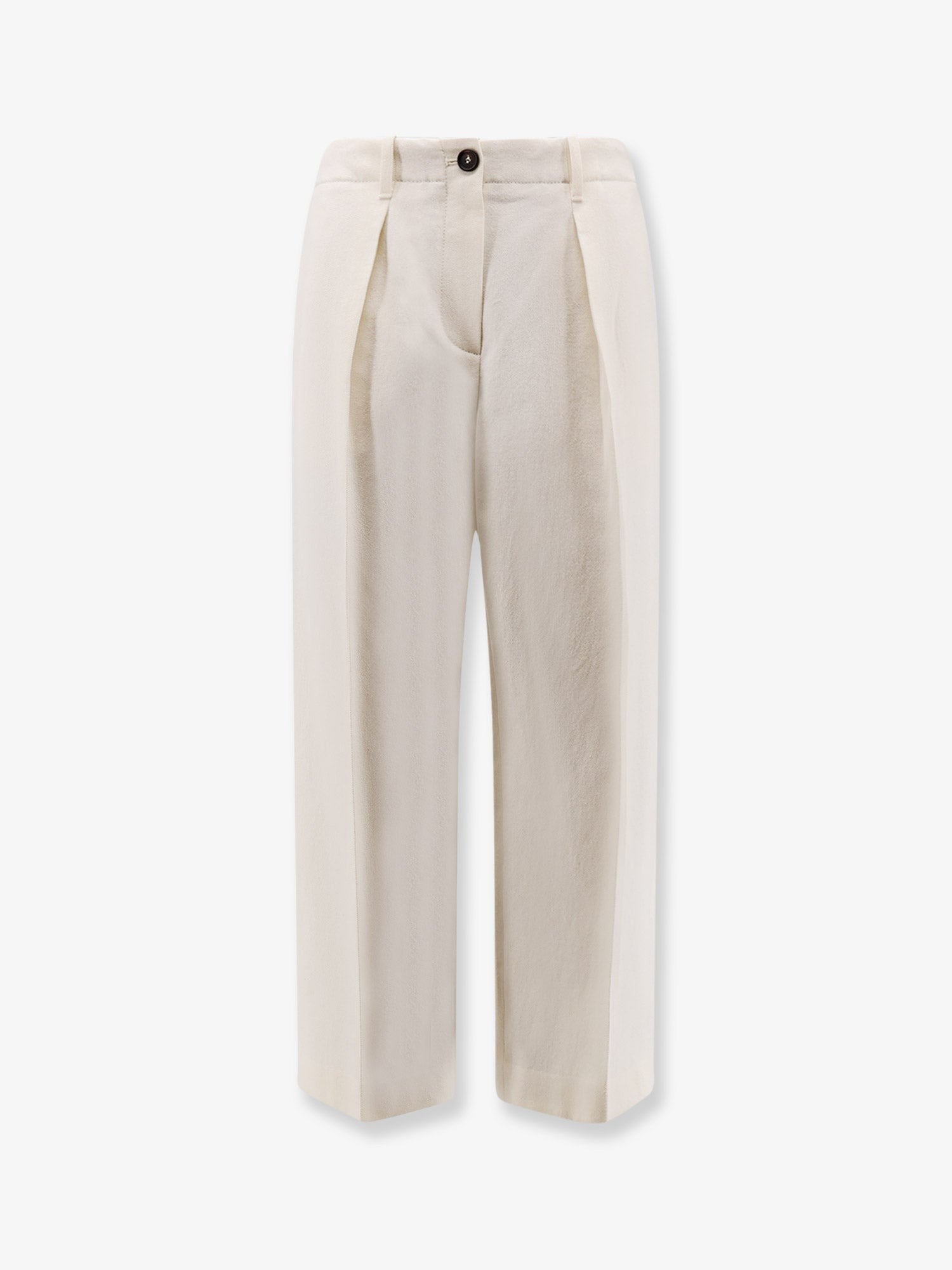 Cotton and wool trousers with adjustable drawstring