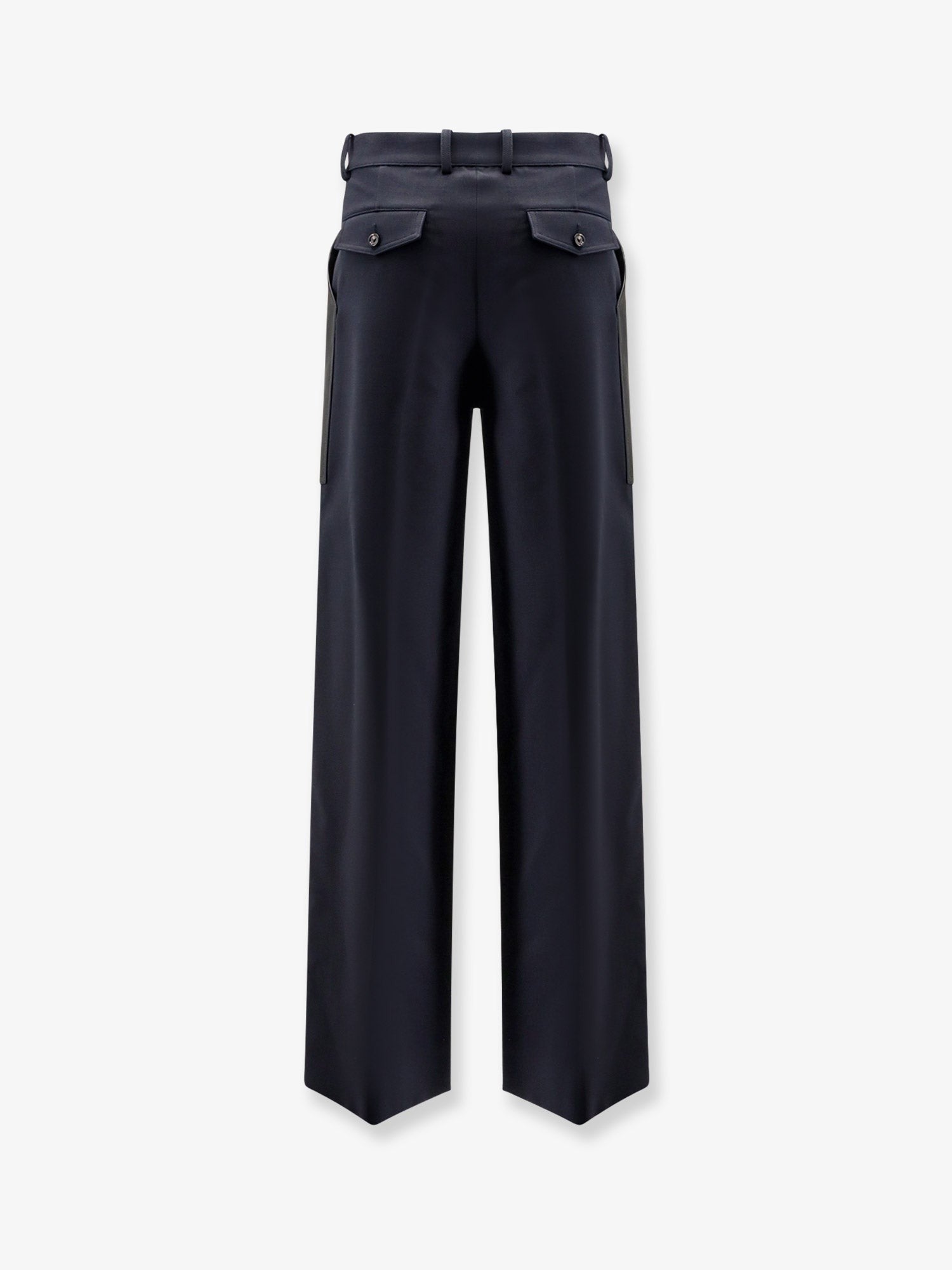 Cotton and wool trousers with leather inserts