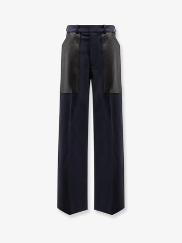 Cotton and wool trousers with leather inserts