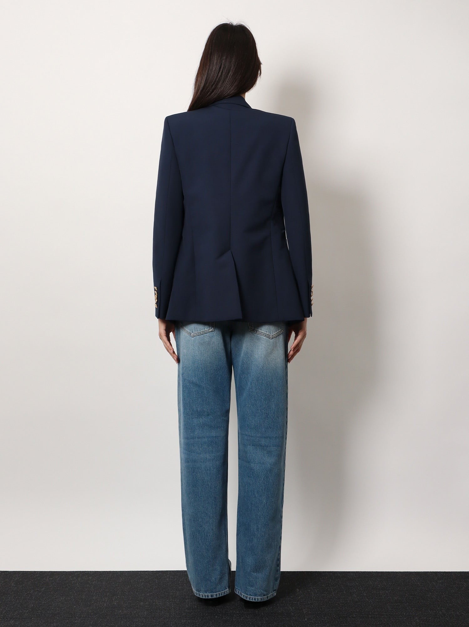 Cotton blazer with iconic gucci crest buttons