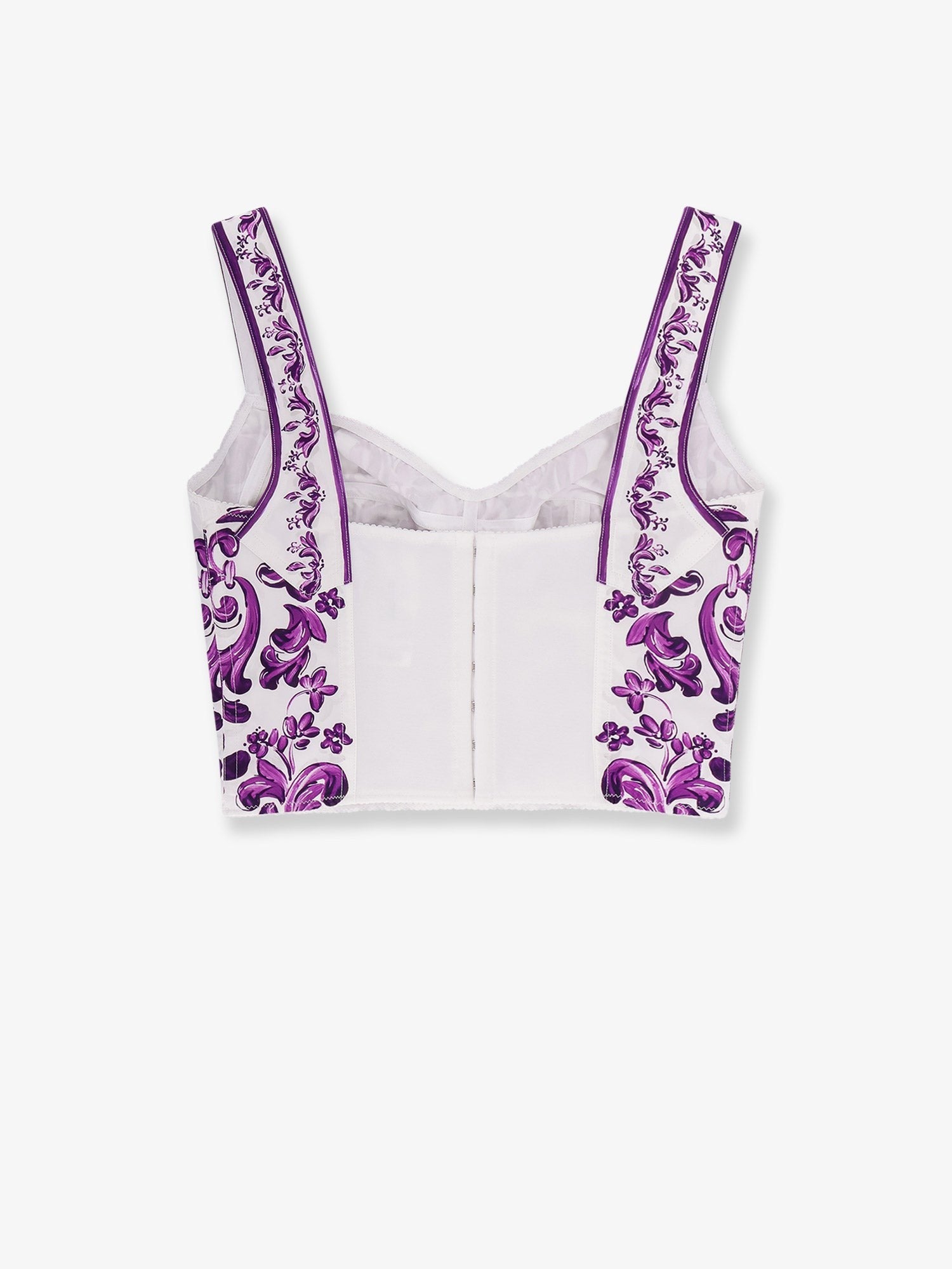 Cotton blend bustier top with Maiolica print