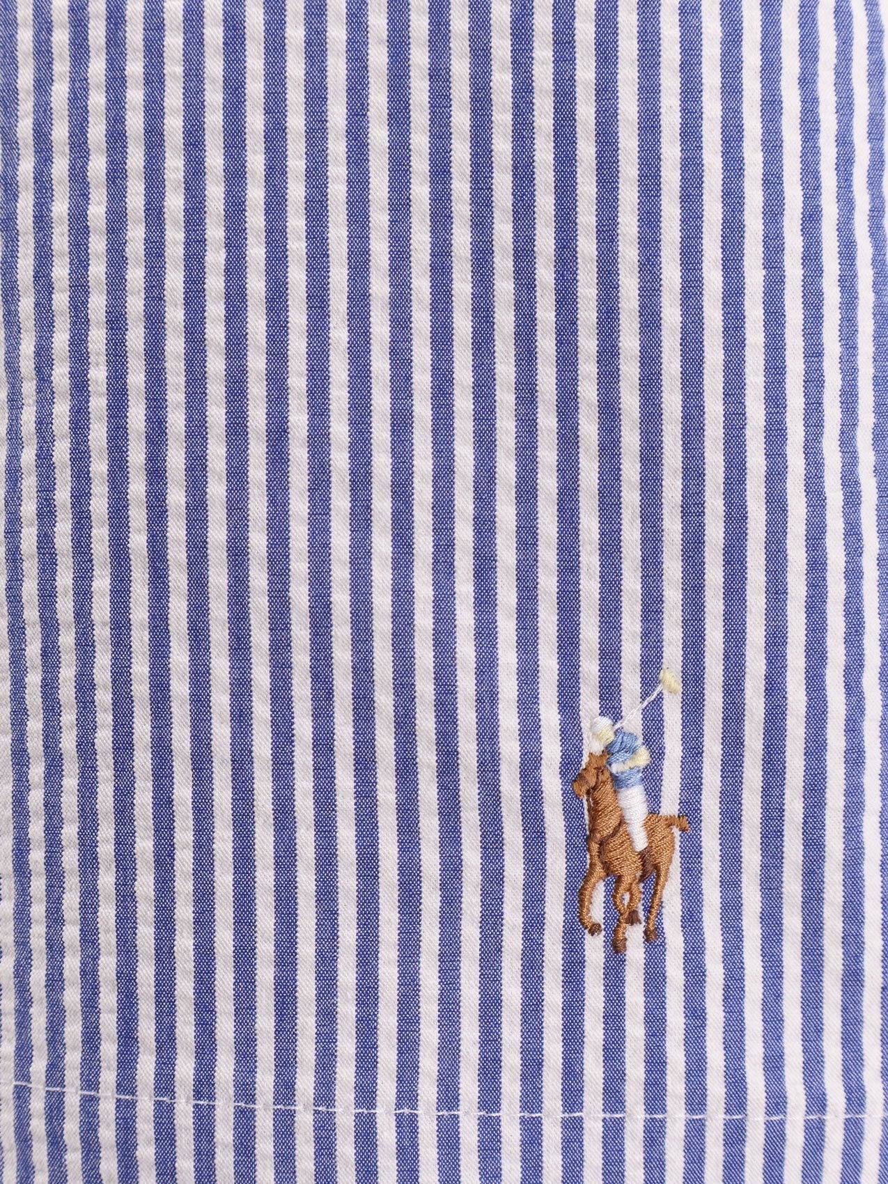 Cotton blend striped swim trunk with logo embroidery