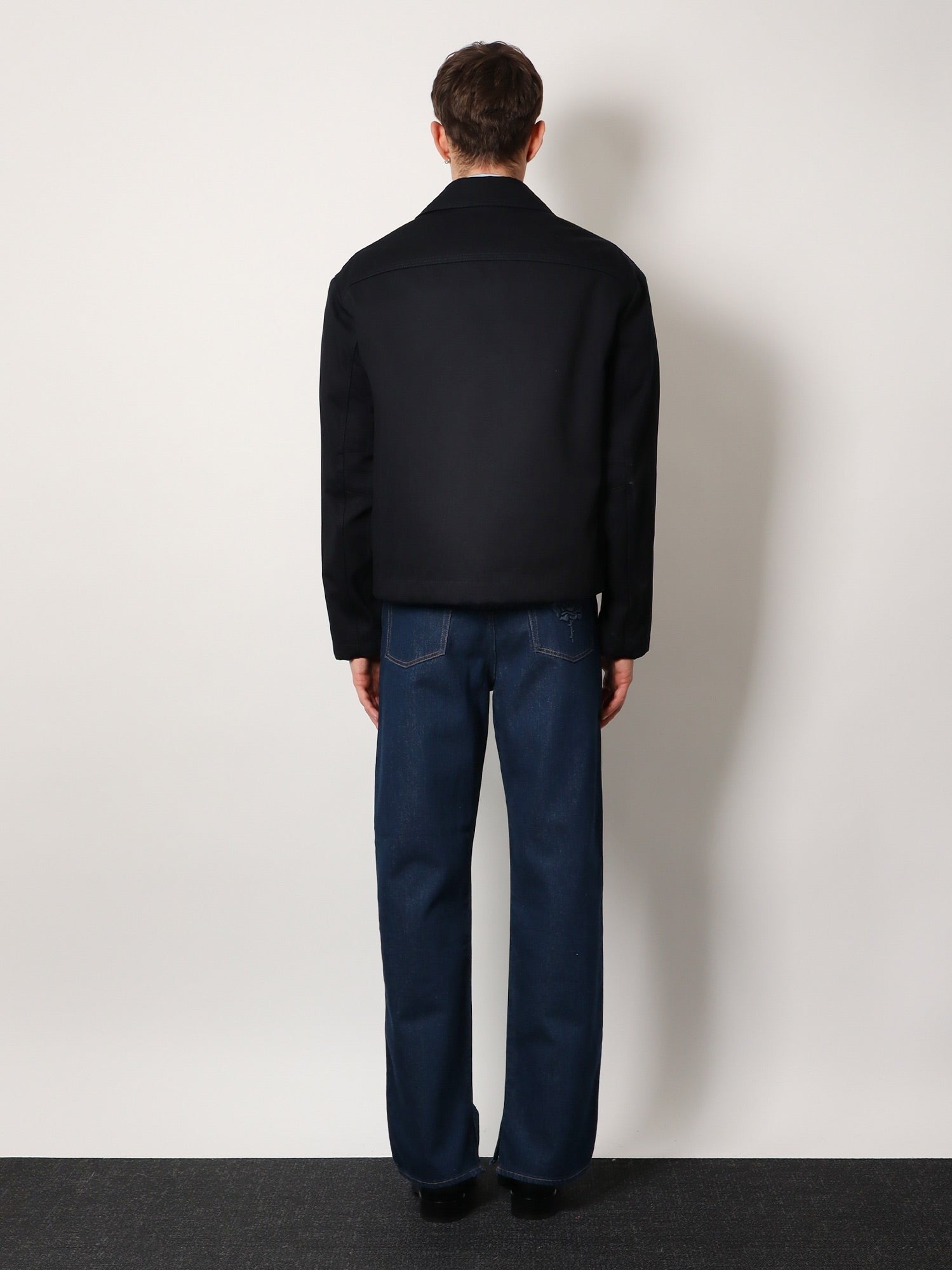 Cotton gabardine jacket with embossed logo