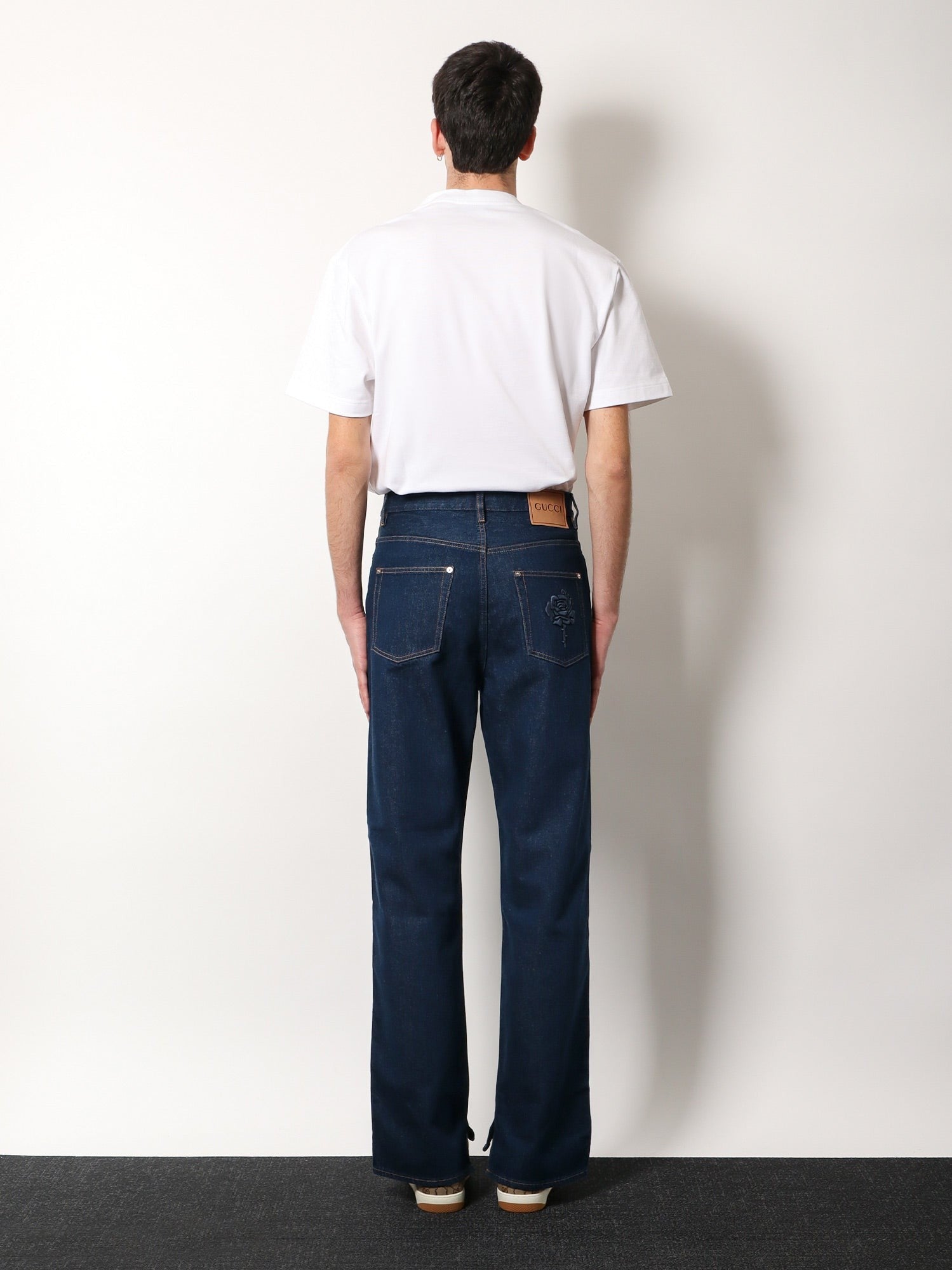 Cotton jeans with back floral print