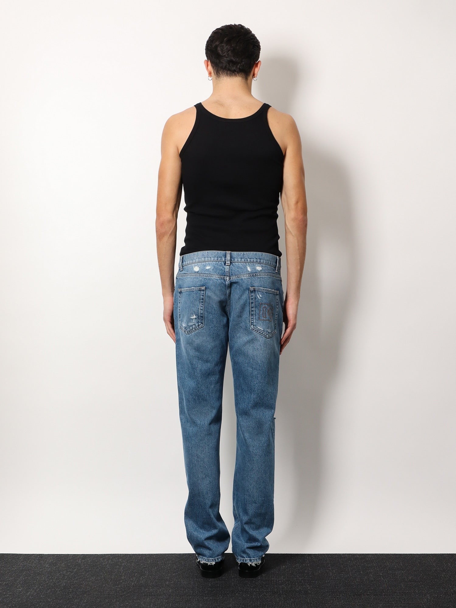 Cotton jeans with rippings detail